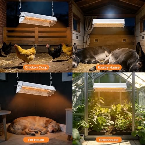 Fanspex 600W Hanging Heater for Poultry Chicken Coop Pet House Livestock Greenhouse, 2 Heating Mode with Adjust Height, 3S Fast Heating