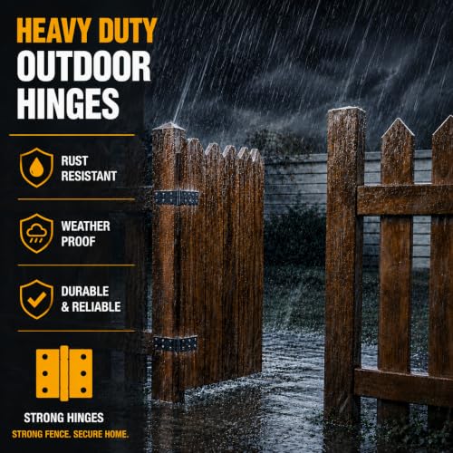 Fence Hinges for Outdoor Wood Gates Heavy Duty,270°Solid Folding Butt Hinges, Rust-Resistant (3 Pack) - size: Hinges Heavy Duty 3Pcs
