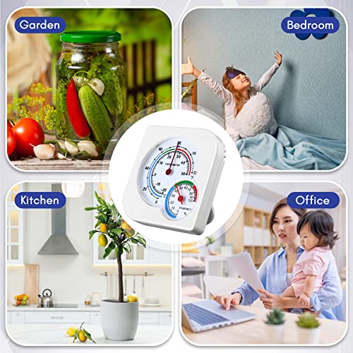 Kathfly 4 Pcs Indoor Thermometer and Humidity Gauge Indoor Mini Thermometer Hygrometer Temperature Humidity Meter Temperature and Monitor with Pointers for Home, Kitchen, Planting Room (White) - size: White