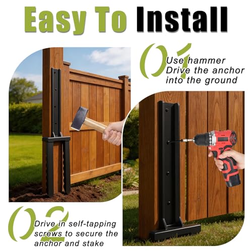 2 Pack 30" Fence Post Repair Kit for Fix 4x4|6x6 Fence Post | Wave Design Fence Post Stake Spike ,Fence Post Anchor Ground Spike for Repair Tilted/Broken Wood Fences Post - size: 2 Pcs