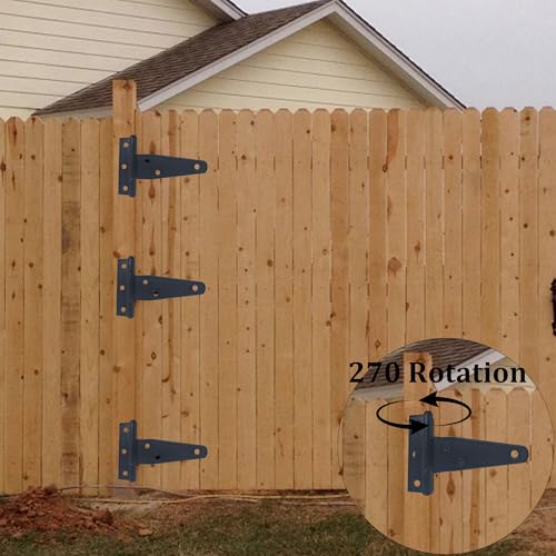 6PCS 3" Heavy Duty T-Strap Hinges, Black Rustic Iron Hinge, Rustproof Gate Tee Hinges for Outdoor Sheds, Barn Doors & Wood Fences-Thickness 1.2mm - size: 3 Inch