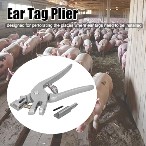 Cattle Ear Tag Applicator, Universal Livestock Ear Tag Pliers, Aluminum Alloy Ear Tagger Puncher for Cow Pig Sheep Goat, Animal Identification Farm Supplies Tool