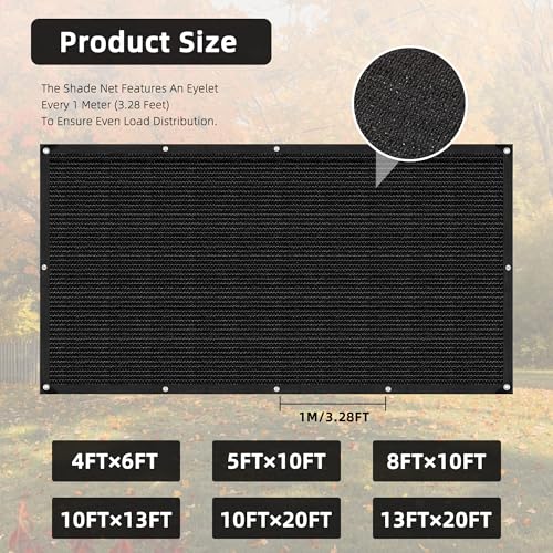 8x10 FT Shade Cloth for Garden, 90% Sun Shade Covers Black, UV Resistant Shade Tarps for Outdoors, Patios, Balcony, Plant, Chicken Coop, Dog Kennel - size: 8x10FT
