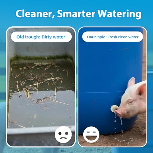 3Pcs Pig Waterer Nipples, Stainless Steel Automatic Pig Nipple Waterer Hog Water Drinker Feeder with Plastic Water Tank Connector, Drill Bit and Tape, for Hog Piglets Goat (3Pcs - Plastic) - size: 3Pcs - plastic