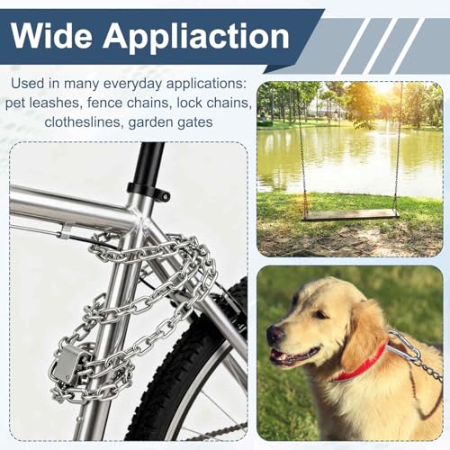 304 Stainless Steel Link Chain with 2 Hook (1/8" x 9.8 ft / 3 m x 3 Mm) - Utility Hanging Coil Chain Link Locking Pulling for Outdoor Fence Pet Dog - size: 1/8" x 9.8 ft(3 m x 3 Mm)