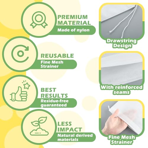 50 Pack Nylon Straining Nut Milk Bag 11.7" x 7.8" Fine Mesh Food Strainer Filter Cheese Cloth Bags for Nut Milk Juice Yogurt Cold Brew Tea Coffee Home Brewing