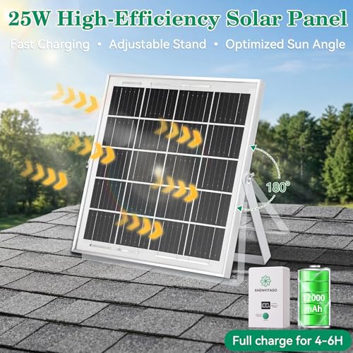Solar Powered Exhaust Fan with Battery, 25W Solar Panel Dual 5.5 Inch Fans, 450 CFM IPX7 Waterproof Solar Ventilation Fan Kit for Chicken Coop, Greenhouse, Shed, Garage, Dog House