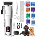 Dog Clippers for Grooming Stainless Steel Blade for Thick Coats | Professional Low Noise Cordless Dog Grooming Clippers Supplies Kit Rechargeable Pet Heavy Hair Trimmer for Dogs Cats Pet