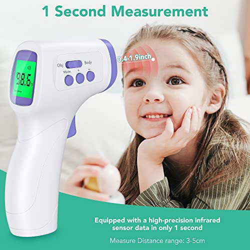 maguja Digital Touchless Forehead Thermometer for Adults Kids Home Use | Infrared Forehead Thermometer with 3 in 1 LCD Display Fever Alarm and Memory Function