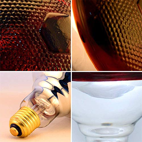 2 Pack 125W Red Heat Lamp Infrared Bulbs,PAR38 Flood Light Glass Lamp Bulb for Food Service, Brooder Bulb, Chicks, Pet, Bathroom, Light Therapy Use E26 Base. - size: STD-125W