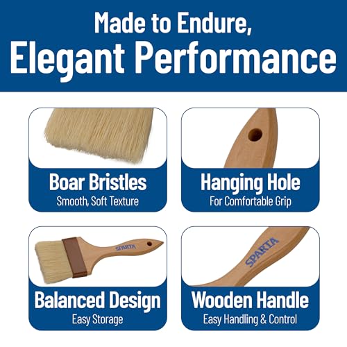 SPARTA Kitchen Basting Brush – 4037600 Basting Brush for Cooking Flat Boar Bristle Brush, Hardwood Handle for Kitchens, Restaurants, Catering, High Heat Food Prep, 4in, Pack of 12 - size: 4" Wide Flat Brush