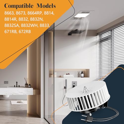 8663 Upgraded Bathroom Exhaust Fan Motor Replacement for NuTone Broan, Replaces OEM JA2B104N 97017705, Quiet Low Noise Blower Motor Compatible with 8673 8664RP 8814 8814R 8832 671RB 672RB