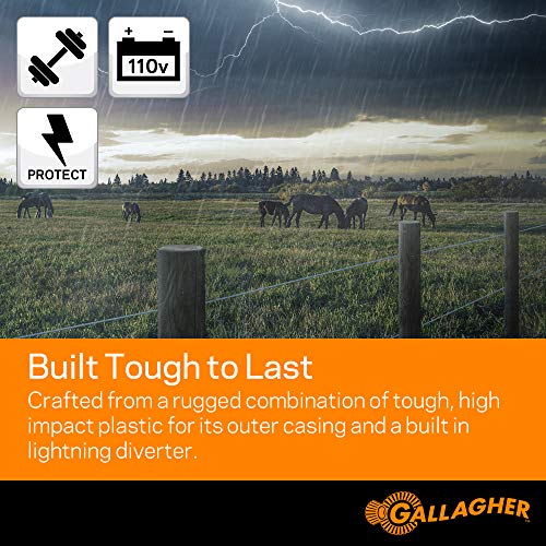 Gallagher M160 Electric Fence Charger | Powers Up to 30 Miles / 100 Acres of Clean Fence | 1.6 Joules, 110 Volt Energizer | Unbeatable Reliability | Tough Outer Casing Mounting