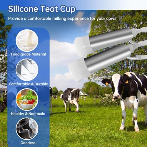 Milk Machine for Goats - Goat Electric Milking Machine - Efficient & Gentle Animals, Food Grade Milk Bucket 3L, Pulsating Vacuum Pump for Dairy Farms