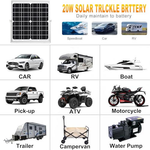 Solar Panel Kit 20W 12V, Waterproof Solar Battery Trickle Charger Maintainer + Smart MPPT Controller + Adjustable Mount Bracket for Boat Car RV Motorcycle Marine Automotive (Pack of 2) - size: 20W MPPT Kit (Pack of 2)