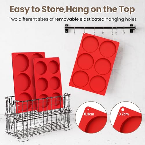 Redfly Silicone Egg Molds for Breakfast Sandwiches 3 Pcs, Non Stick 4 Inch Egg Bites Baking Pans, Jumbo Silicone Muffin Pans for Baking, Round Muffin Top Pan for Whoopie Pie Pan, Hamburger, Fruit Tart - size: 3pcs: 4 inch Jumbo