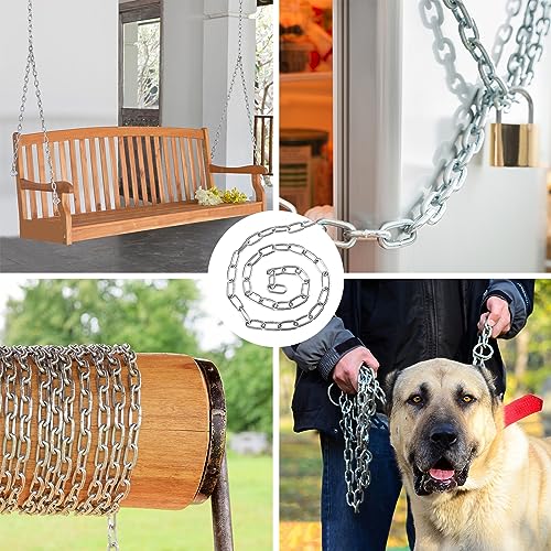 52Ft Stainless Steel Chain, 1/8 inch Heavy Duty Chain | Hanging Chain for Hanging Clothing?Decorations?Chair, securing Gates and Fences, anchoring Camping Equipment and More - size: 52Ft 1/8 inch