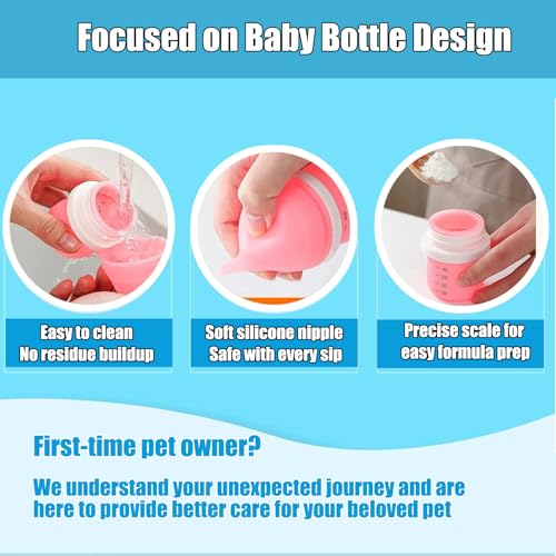 Kitten Bottles for Nursing,Puppy Bottles for Nursing Puppy Milk, Anti-Choking Puppy Feeder Design, 2 Extra Replaceable Silicone Nipples for Convenient Replacement (Green) - color: Green