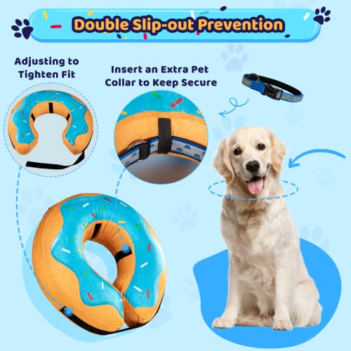 Grand Line Donut Inflatable Collar for Dogs and Cats, Soft Recovery Dog Cone After Surgery, Protective Pet Neck Cone for Small, Medium, Large Dogs, Not Block Vision (Blue, L) - color: Blue Donut, size: L (Neck:14"-18")