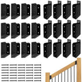 30° Stair Angle Stainless Steel Deck Railing Brackets Connectors for 2"x4" | Actual 1.5"x3.5" Railing Wood Post Stair Fence Railing Connectors with Coated Wood Screws, 12 Pair. - style: 24PCS