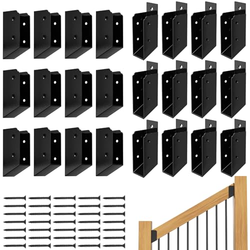 30° Stair Angle Stainless Steel Deck Railing Brackets Connectors for 2"x4" | Actual 1.5"x3.5" Railing Wood Post Stair Fence Railing Connectors with Coated Wood Screws, 12 Pair. - style: 24PCS