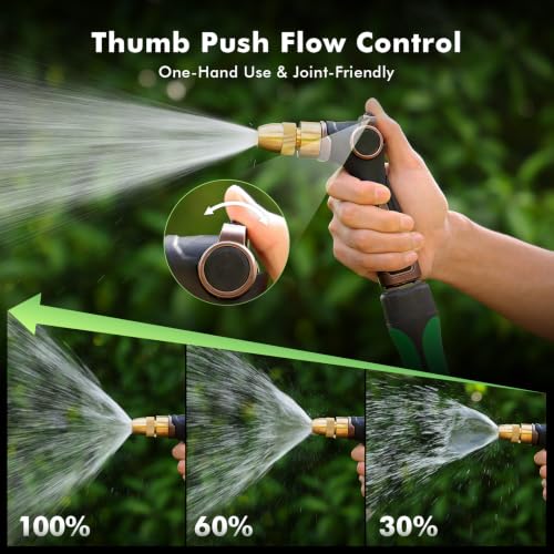 RESTMO Garden Hose Nozzle, Heavy Duty Water Hose Sprayer for Outdoor | Zinc Alloy Metal, Thumb Control, Precise Flow, Adjustable Spray Patterns, Leak-proof, Ideal for Lawn & Plant & Car, Brown - color: Brown
