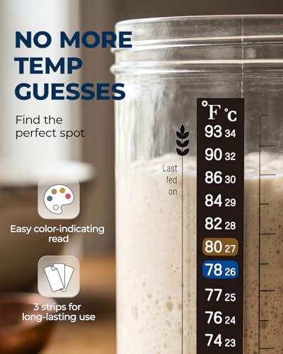 Lorzon 47 oz Large Glass Wide Mouth Sourdough Starter Jar Kit | Mess-free feeding, Flexible storage, Growth and temperature tracking, Effortless stirring, Sourdough bread baking supplies