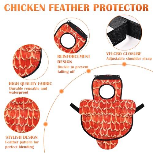 Chicken Saddles for Hens, Chicken Apron Back Protector for Hens with Adjustable Strap, Chickens Hen Mating Saddle with Wing Cover-Orange - color: Orange