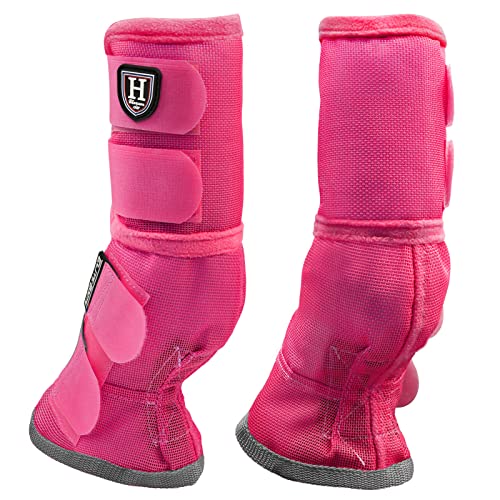 Harrison Howard Horse Leg Guard Stomp Reduction Hook and Loop Closures Rubbing Prevention - color: Magenta, size: Arab Medium (Pack of 4)