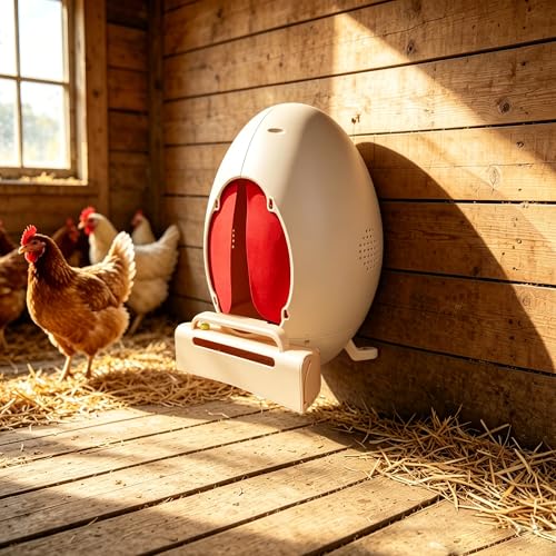 Roll Away Chicken Nesting Box, Egg-Shaped Hen Laying Box with Automatic Egg Collection, Wall Mount or Floor Stand, Rust-Free ABS (Standard (1 Box, 3 Pads))