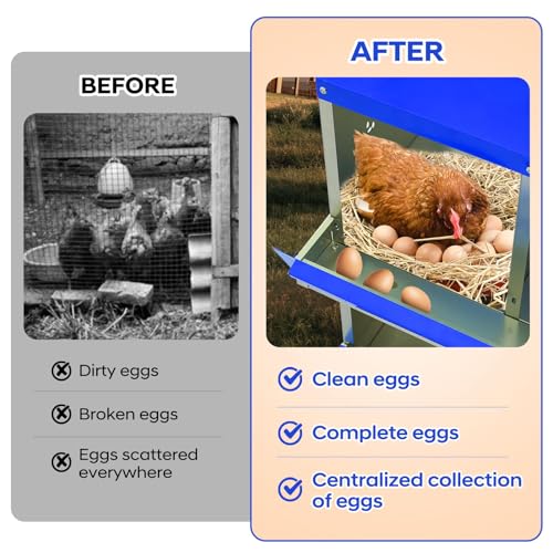 Garvee Chicken Nesting Box, 8 Compartments Nesting Box for Chickens, Galvanized Steel Chicken Laying Box for Easy Egg Collection, Wall Mounting - color: Blue | 8 Compartments+legs