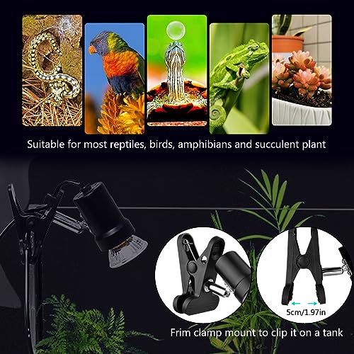 Reptile Heat Lamp with 50W UVA UVB Light Bulb, Basking Spot Light Simulated Sunlight, Heating Lamp for Turtle, Lizard, Snake, Beared Dragon, Amphibians