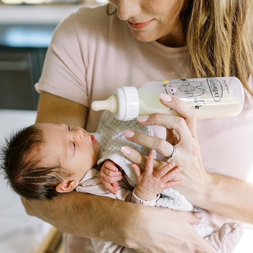 Dr. Brown's Natural Flow Anti-Colic Options+ Narrow Baby Bottle,Bear and Owl,8 oz/250 mL,with Level 1 Slow Flow Nipple,BPA Free,0m+,(Pack of 12) - color: Pink & Blue (Bear & Owl), size: 1 Count (Pack of 12)