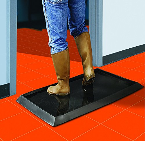 Footbath Mat - Black/Yellow. Shoe Mat - 5 Gallon Capacity. Tall Wall for Cleaning Solutions. 32"" L x 39"" W x 2-1/2"" Thickness. For Food Processing Facilities (222.2.5x32x39BK)