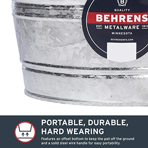 Behrens Hot-Dipped Galvanized Steel Utility Pail 4-1/4 Gallon - size: 17 quarts, style: Hot Dipped