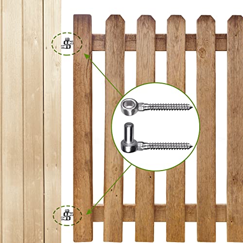 Insaga Cast 304 Stainless Steel Gate Hinges 4Pack Lag Screw Hinge for Farm M12 Hook and Eye Hinges, Partial Thread Gate Hinge Bolts for Wood Cattle Livestock Gate for Fence - color: M12 Hook and Eye Hinge-4Pair