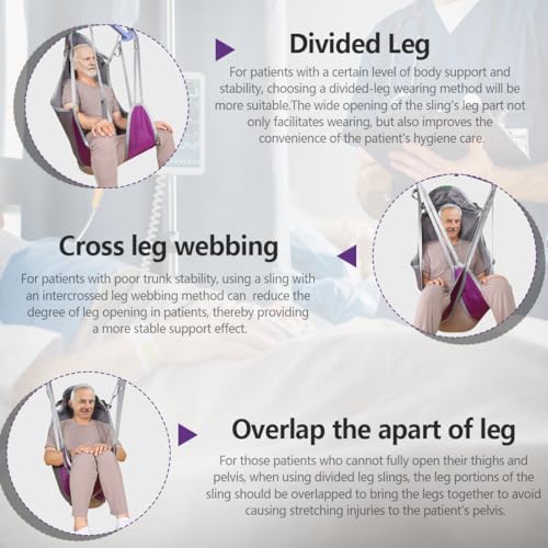 EZ Assistive Patient Lift Sling,Divided Leg Sling with Low or High Back, Lift Sling for Transfer and Positioning and Lifting, 500lb Weight Capacity (Large-High Back) - size: Large-High Back