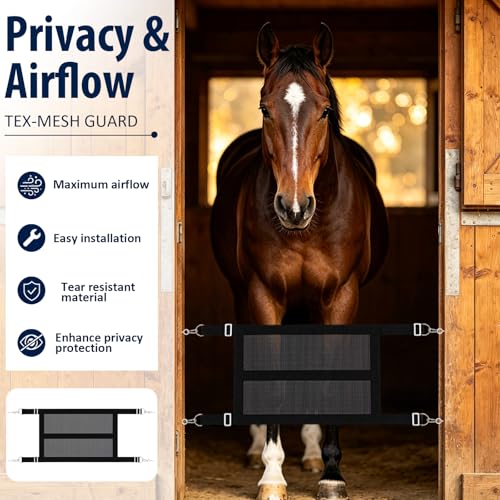 Zonon 4 Pack 29" x 20" Breathable Mesh Stall Guards for Horses | Small Stall Door Barrier with Adjustable Straps and Hardware, Mini Gate Guard for Pony, Foal, Barns and Stables