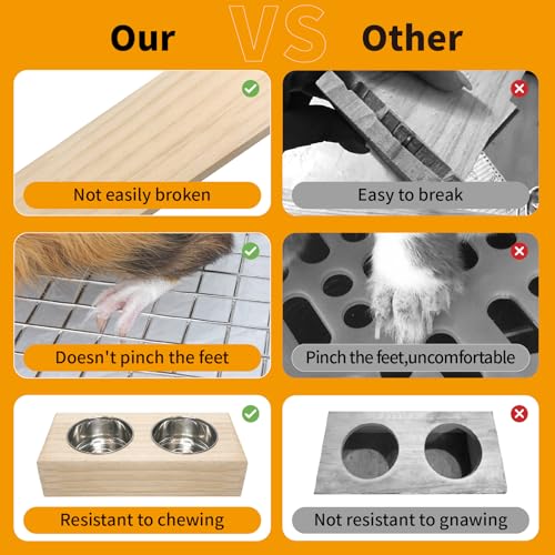 BESNEW 3 in 1 Rabbit Hay Feeder with Litter Box,Upgraded Wooden Hay Feeder Set for Guinea Pig Chinchilla Bunny Other Small Animals,Quick Cleaning & Large Capacity & Preventing Waste - color: Natural 2, size: 15.7in Style2