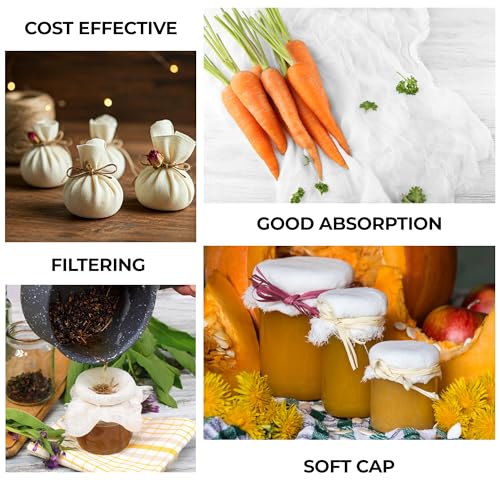 Dark White Premium Reusable Cheesecloth 100% Organic Cotton for Straining, Cooking, Nut Milk, Durable, Chemical-Free, Multi-Purpose Fabric for Crafts, and Household Needs (8 Pieces - Grade 100)) - size: 8 Pieces - Grade 100)
