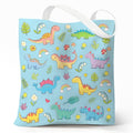 Cute Canvas Tote Bag for Women, Book Totebag with Zipper Pocket - color: Dinosaurs