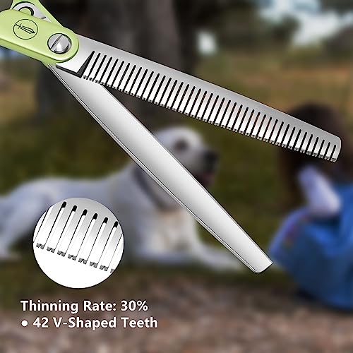 HASHIMOTO Thinning Shears for Dogs, Dog Thinning Shears for Grooming, 42 Teeth, 6.5 inch, 30% Thinning Rate, Extremely Light Weight, Designed for Professional Pet Groomers or Family DIY Use. - size: 6.5", style: Blending (Super Lightweight)