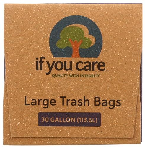 If You Care Large Trash Garbage Bags with Drawstring, Made of Recycled Material for Garbage and Waste, Heavy Duty – 10 Count, 30 Gallon