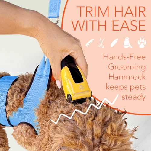 Haminway Pet Grooming Hammock – Large Dog Grooming Sling for Nail Trimming, Bathing & Ear/Eye Care – Blue - color: Blue