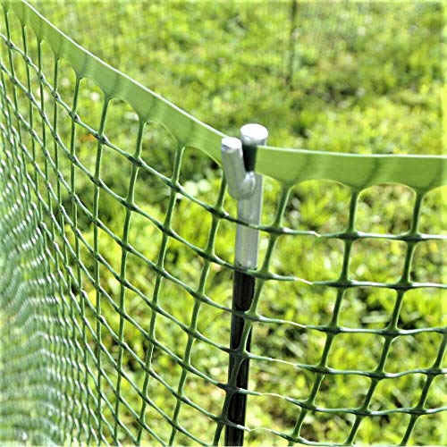 One Step Temporary Fencing KIT–50' x 36"–8 Black Posts–No Tools, Quick & Easy to Install, No Slipping or Sagging, Reusable. Animal & Deer Barrier for Flower Beds, Gardens. Fence in Chicken, Pets