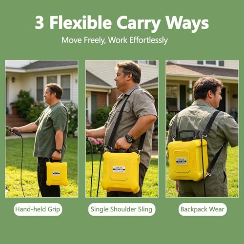 Battery Powered Sprayer 2 Gallon Electric Garden Sprayer for Plants & Weeds | Spray plants, tackle weeds & patios. USB-C rechargeable, 6 nozzles, stainless steel wand for all outdoor tasks. - color: Yellow
