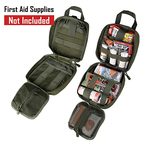 LIVANS 1000D First Aid Bag Empty, Medical Ifak Pouch for Emergency & EMT | Molle Compatible, Rip-Away & Quick-Release Design, Versatile for Tactical, Camping, Hiking and Travel - color: Army Green(7.1"l X 3.5"w X 8"h)