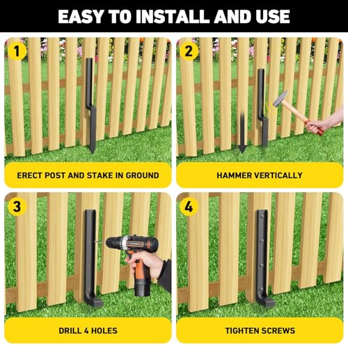 2PCS Fence Post Repair Kit, Heavy Duty Fence Post Repair Stakes, Anchor Ground Spike for Fix Broken Wooden Support - style: 2PCS