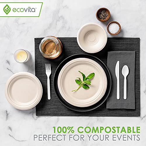 100% Compostable Paper Plates [7 in.] – 150 Disposable Plates Eco Friendly Sturdy Tree Free Liquid and Heat Resistant Alternative to Plastic or Paper Plates