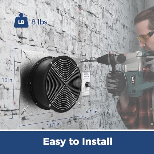 ALORAIR 720CFM Crawl Space Ventilator Fan with Humidistat & Thermostat | 10 Inch High Flow Powered Basement Vent Fan with Freeze Protection, IP-55 Rated Isolation Mesh for Crawlspace, Garage, Attic - size: Large